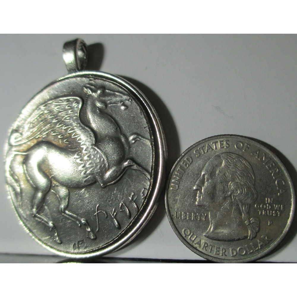 Ultra High Relief Antique Sky Goddess of Carthage Flying Pegasus Coin/Pendant - Picture 5 of 6